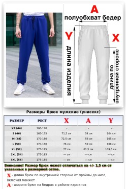 Мужские спортивные брюки ярко-синие (василек) демисезонные 320 гр/м