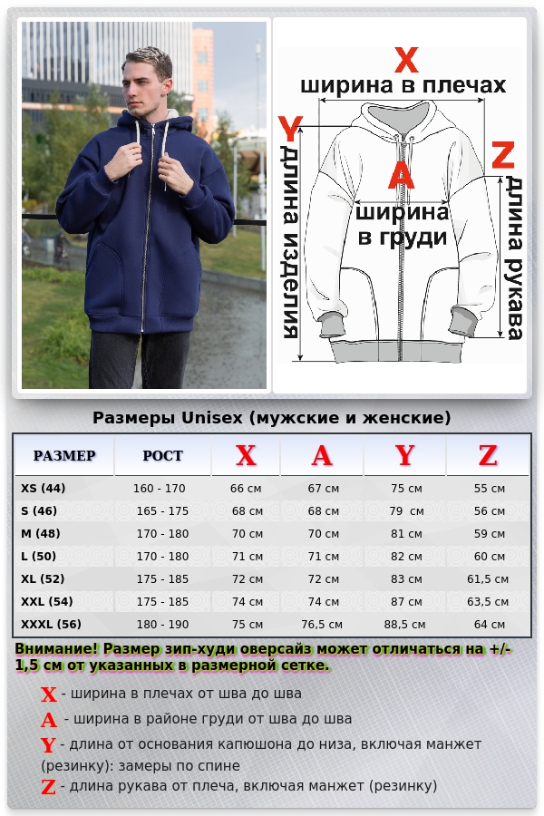 Зип-Худи Оверсайз Темно-Синий (унисекс)   Магазин Толстовок Zip-hoodie OVERSIZE | Худи оверсайз на молнии