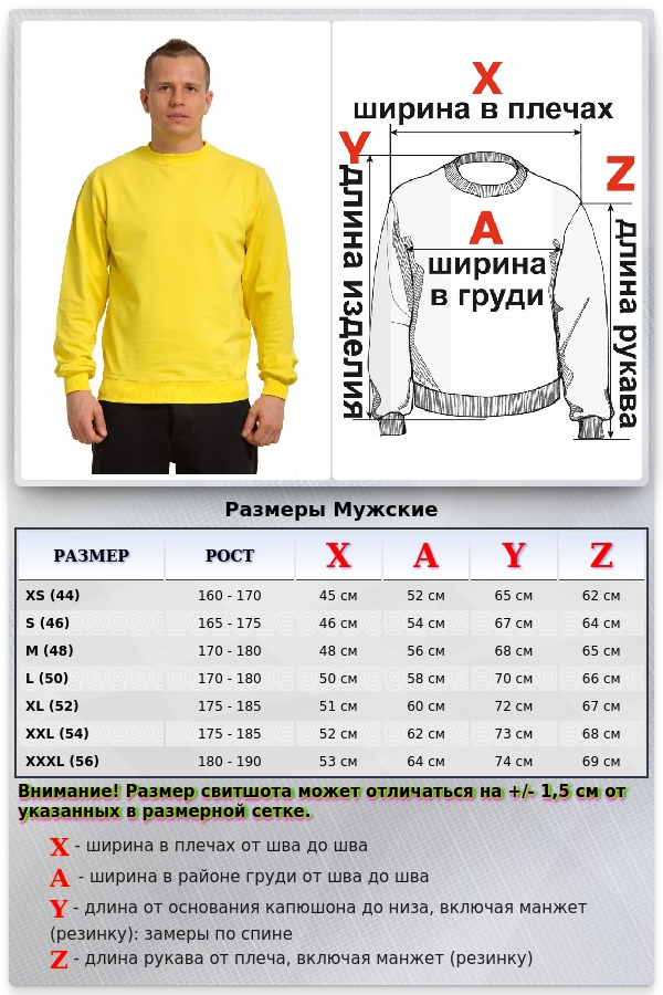 Мужской желтый свитшот летний 250гр/м2   Магазин Толстовок Свитшот летний мужской классический (базовый)