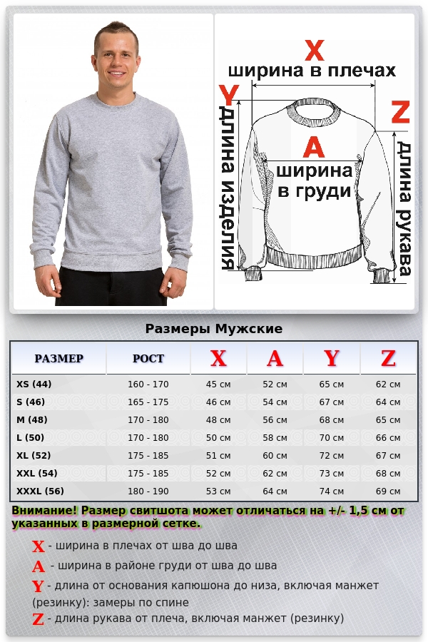 Мужской серый (меланж) свитшот летний 250гр/м2   Магазин Толстовок Свитшот летний мужской классический (базовый)