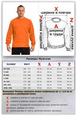 Мужской оранжевый свитшот летний 220гр/м2