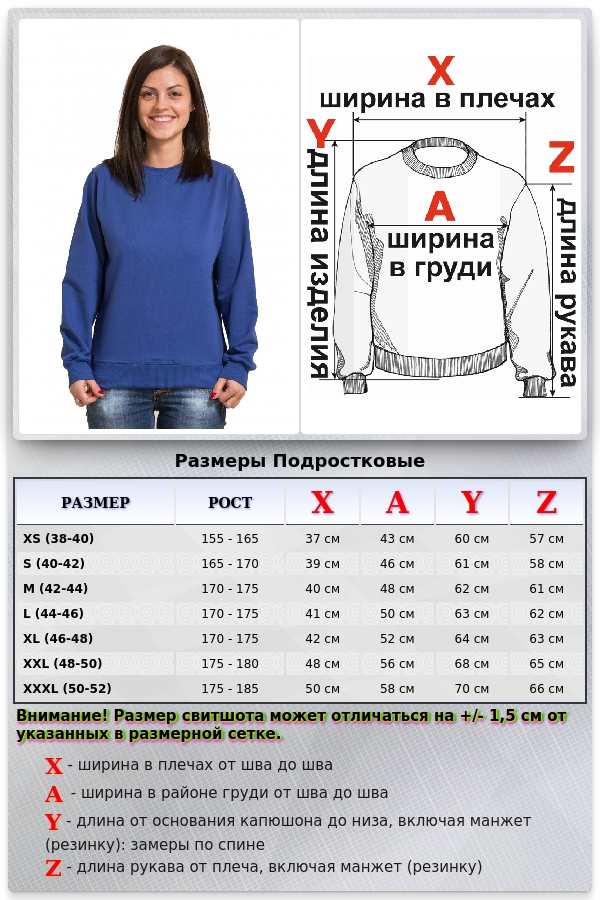 Подростковый ярко-синий свитшот летний 210гр/м2   Магазин Толстовок Свитшот летний женский классический (базовый)