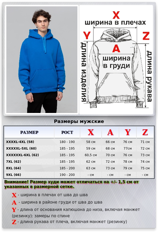 Толстовка худи мужская Лазурная (бирюза) премиум качества 340гр/м.кв   Магазин Толстовок Все худи толстовки свитшоты больших размеров