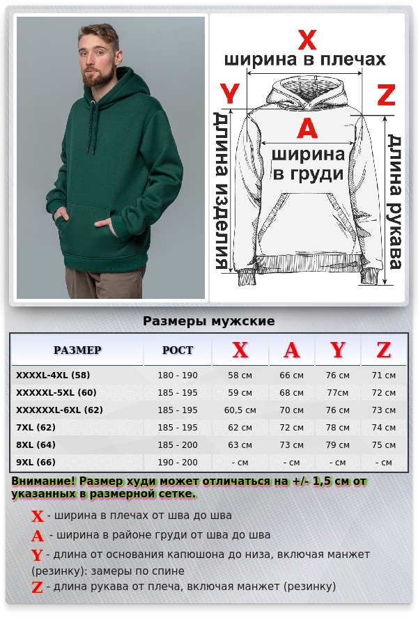 Толстовка мужская Темно-Зеленая премиум качества 340гр/м.кв   Магазин Толстовок Premium Hoodie - Большие размеры