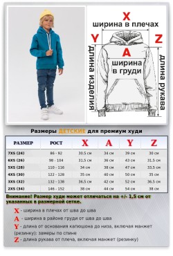 Детское худи Бирюзовое - толстовка премиум качества для ребенка от 3х лет 