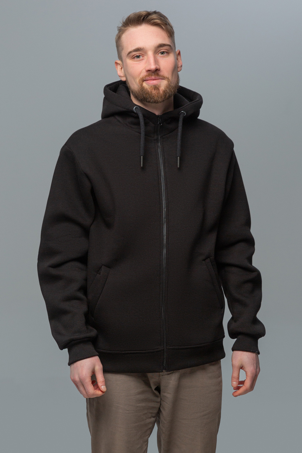 Толстовка на молнии с высоким воротом премиум качества оптом